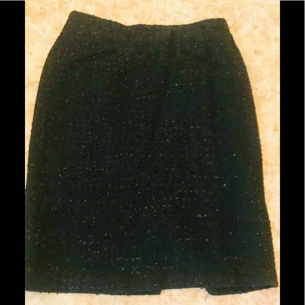 Black wool with silver threads pencil  skirt